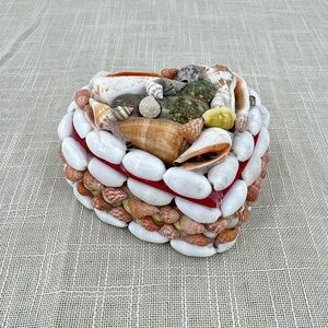 Vintage Sea Shell Heart Shaped Trinket Jewelry Decorative Box Sailor Art